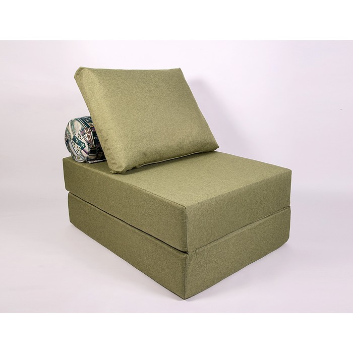 Кресло-кровать «Прайм» с матрасиком, размер 75×100 см, цвет оливковый, рогожка, велюр - фото 127158612