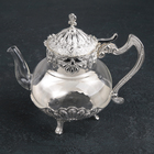 Чайник стеклянный заварочный «Бахмал», 1,05 л, цвет металла серебряный - фото 782276