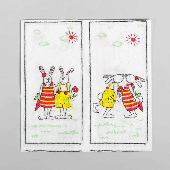 Салфетки бумажные «Пасхальные кролики», 33х33 см, набор 20 шт.