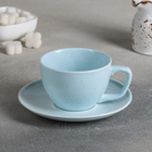 Чайная пара Доляна «Амелия», чашка 200 мл, блюдце d=14,2 см, цвет голубой - фото 785945