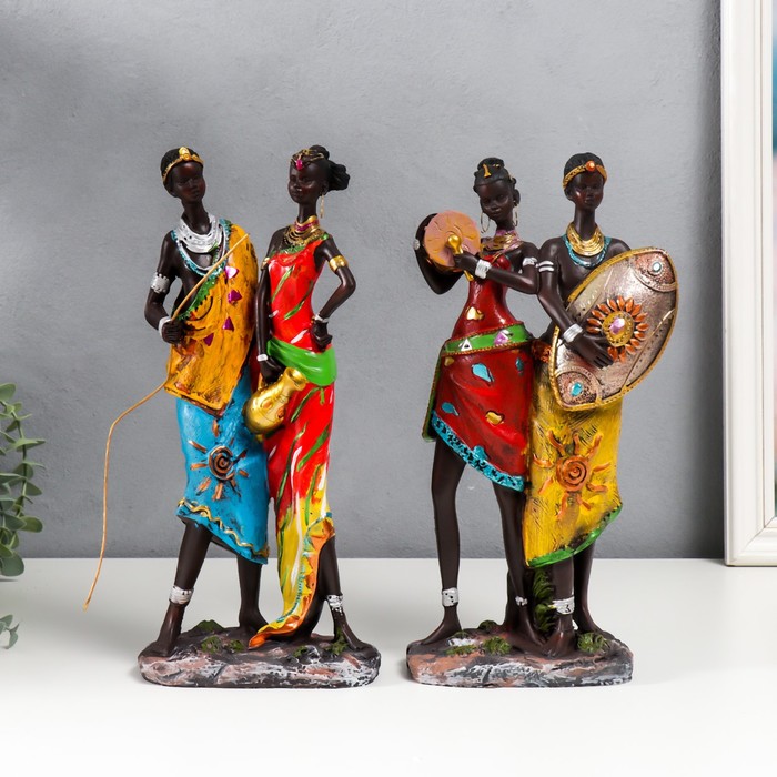Сувенир полистоун "Молодая пара из Африки" МИКС 31,5х8х16 см - фото 963620