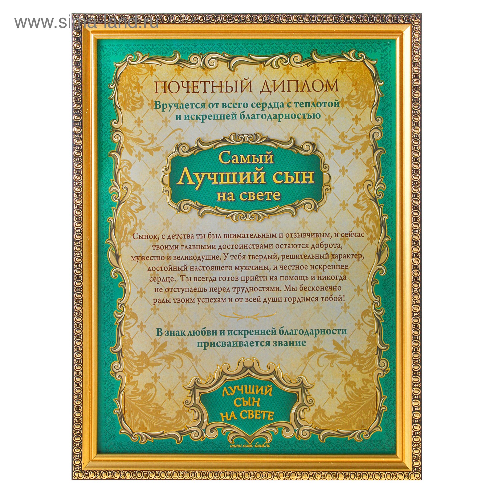 Диплом самый лучший сын