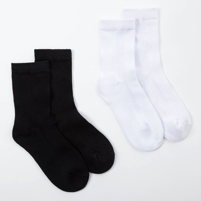 Set teenage socks 2 pairs of "Bamboo", 22-24 cm, black/white