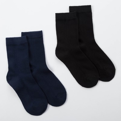 Set teenage socks 2 pairs of "Bamboo", 22-24 cm, black/blue
