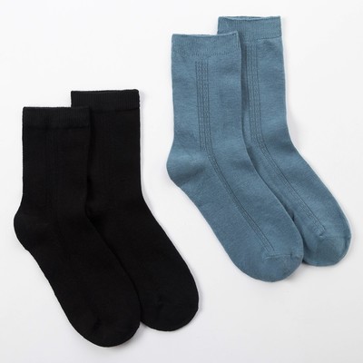 A set of children's socks 2 pairs Bamboo, 22-24 cm, black/blue