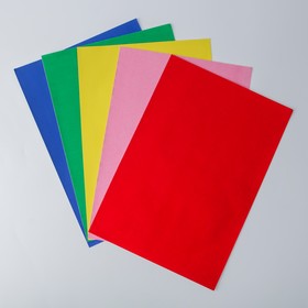 Набор цветной бумаги "Бархатная самоклеящаяся" 5 листов 5 цветов, 110 г/м2, 21х29,7 см