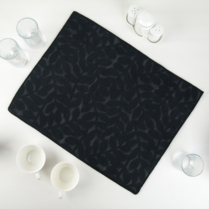 Коврик для сушки посуды Доляна «Папоротник», 38×50 см, микрофибра, цвет чёрный