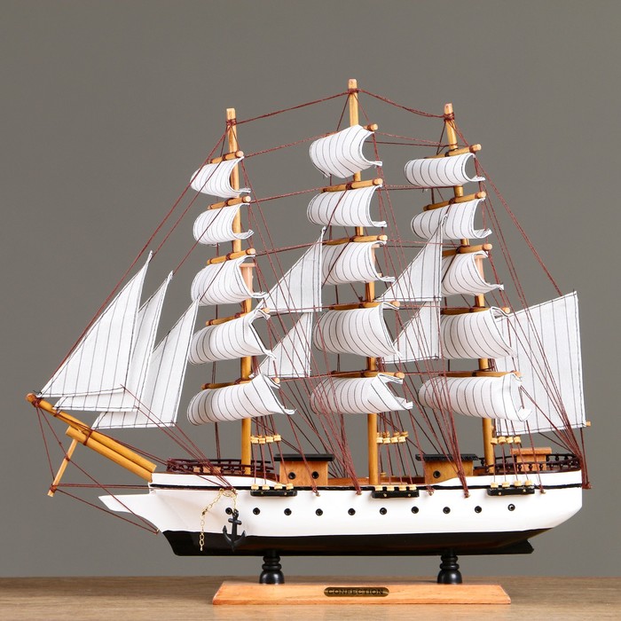 Корабль "Бонавентур" с белыми парусами, белый корпус, 49*10*43см - фото 964147