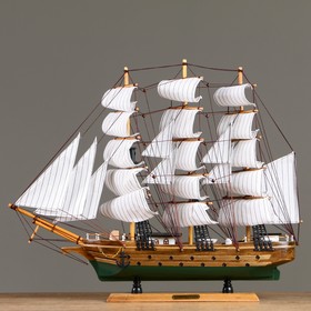Корабль "Одиссея" с белыми парусами, зелено-коричневый корпус, 58*8*48см