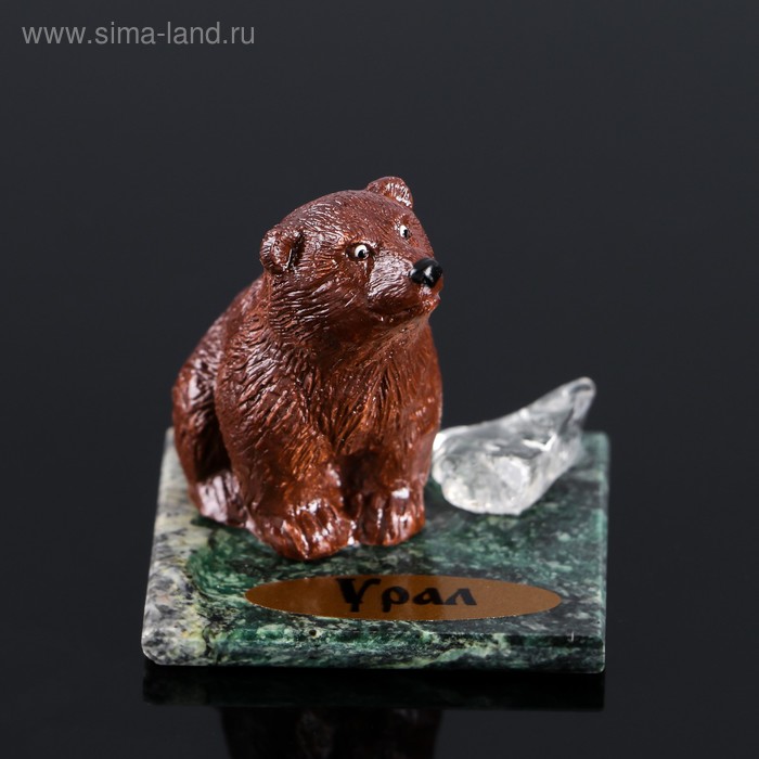 Сувенир "Бурый медведь", 5х5х4 см, змеевик, гипс, микс | vlarni-land