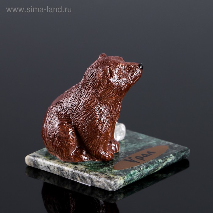 Сувенир "Бурый медведь", 5х5х4 см, змеевик, гипс, микс | vlarni-land