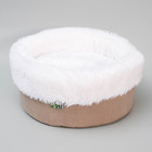 Лежанка круглая, мебельная ткань/мех, микс серо-коричневый 37 х 37 х 16 см - фото 8106306