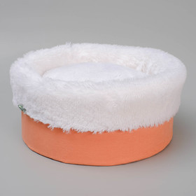 Лежанка "Манго" круглая, мебельная ткань/мех, 37 х 37 х 16 см