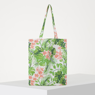 Bag textile Flowers 37*1*38 Department zip, no padding, white
