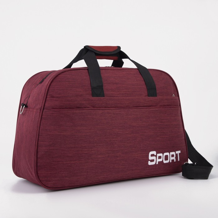 Сумка спортивная, отдел на молнии, наружный карман, длинный ремень, цвет бордовый