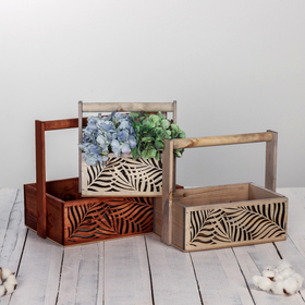 A set of wooden boxes 3 in 1 with handle "Patterns" from laser-cut, 30 x 25 x 20 cm