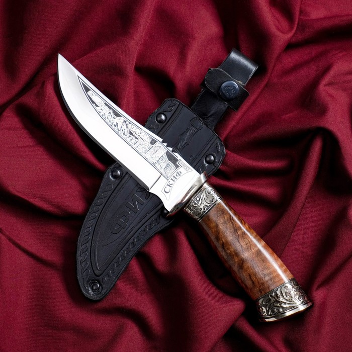 Нож кавказский, туристический "Скиф" с ножнами, гардой, сталь - 40х13, 14 см - фото 735596