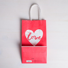 Пакет подарочный крафт «With LOVE», 12 х 21 х 9 см 4515263
