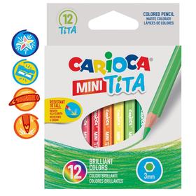 Карандаши 12 цветов Carioca Tita mini, грифель 3.0 мм, шестигранные, пластиковые, картон, европодвес 3044785