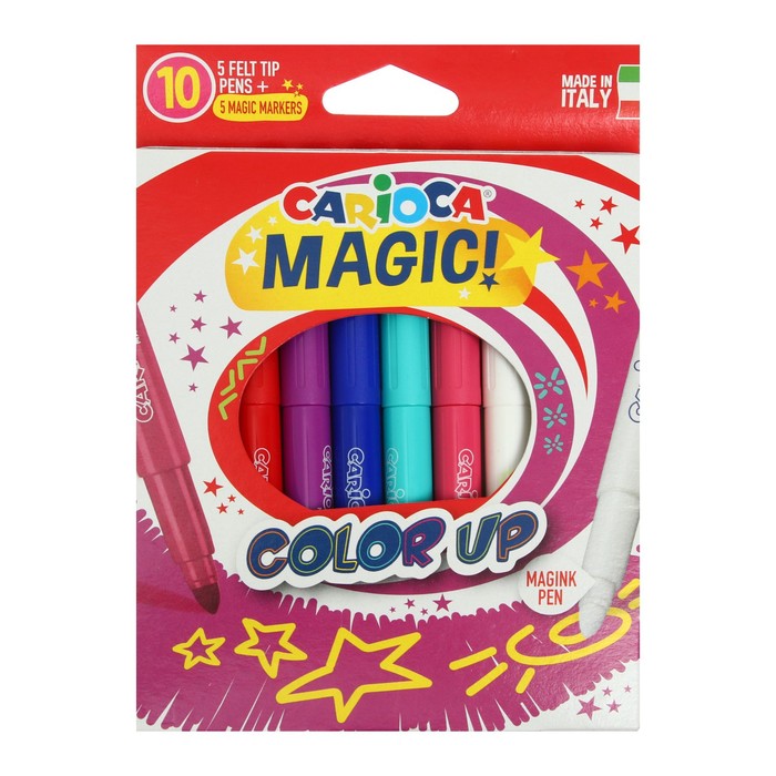 Фломастер 6 цветов Carioca "Magic Color Up" +2 перекрашивающие, 6.0 мм, утолщенная линия, картон, европодвес