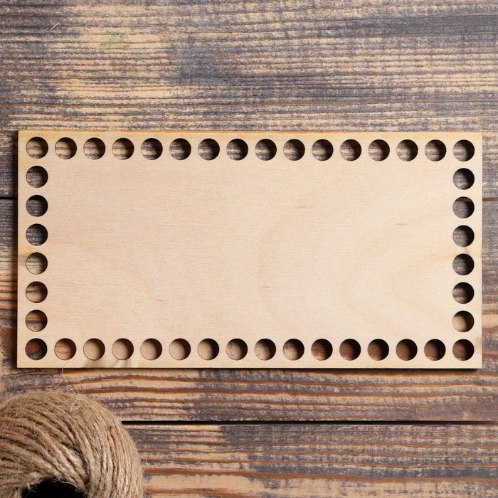 Заготовка для вязания "Прямоугольник", донышко фанера 3 мм, 19.5×10 см, d=9мм