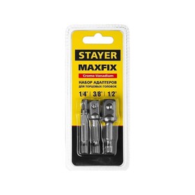 Набор адаптеров STAYER "MASTER" 26656-H3, сталь 40Cr, E1/4-1/4", E1/4-3/8", E1/4-1/2", 50мм 4832655