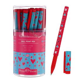 Ручка шариковая FunWrite «Сердечки голубые», узел 0.5 мм, синие чернила, матовый корпус Silk Touch