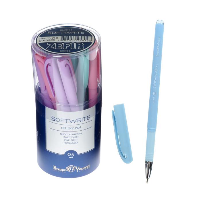 Ручка шариковая SoftWrite Zefir, узел 0.5 мм, синие чернила на масляной основе, матовый корпус Silk Touch, МИКС