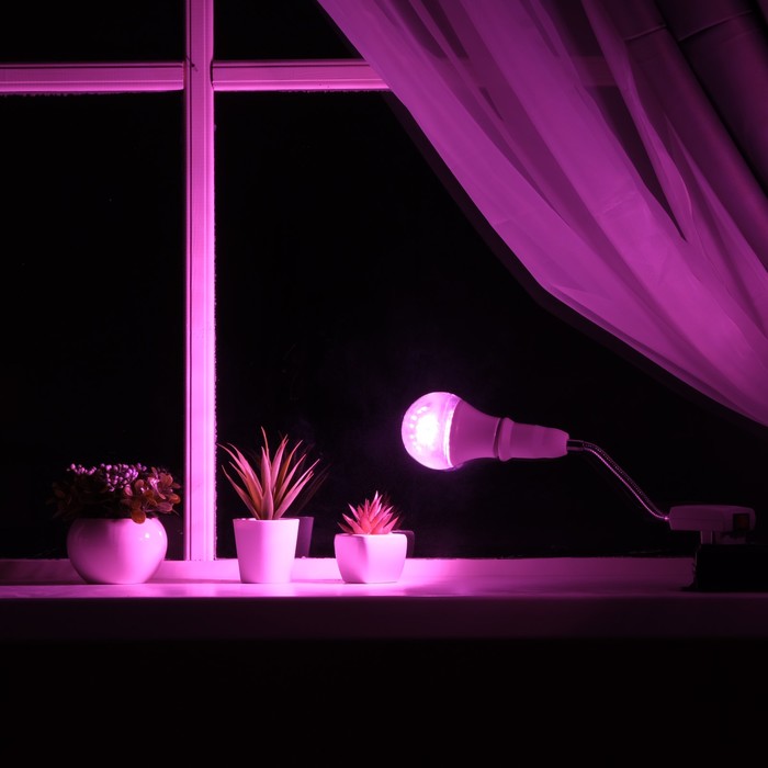 Светильник для растений 15 Вт, 12 мкмоль/с, гибкая ножка 15 см, выкл на корпусе - фото 798431329