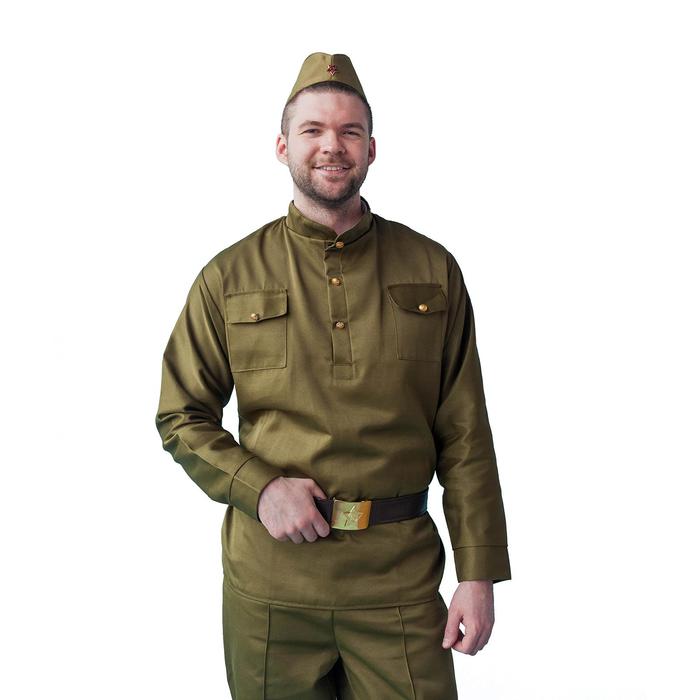 Карнавальный костюм «Солдат», пилотка, гимнастёрка, ремень, р. 54-56 - фото 965792