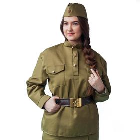 Карнавальный костюм «Солдаточка», пилотка, гимнастёрка, ремень, р. 40-42