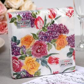 Салфетки бумажные New Line FRESCO «Цветочный орнамент», 2 слоя, 33*33 см, 20 шт.