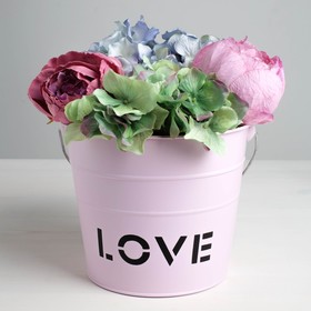 Кашпо подарочное, розовое Love, 15,5 х18 см