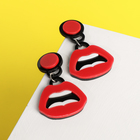 Серьги пластик "Вивьен" губы, цвет красно-чёрный - фото 3141474