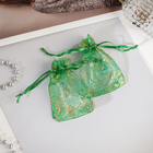 Gift bag "floral ornament" 7*9, color emerald with gold