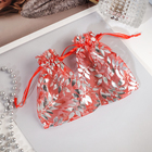 Pouch gift "Twigs" 10*12, color red with silver Pouch gift "Twigs" 10*12, color red with silver