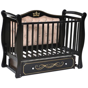 Детская кровать Olivia-1, мягкая спинка, ящик, универсальный маятник, цвет шоколад