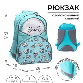 Рюкзак школьный Calligrata "Котик", 37 х 26 х 13 см, эргономичная спинка