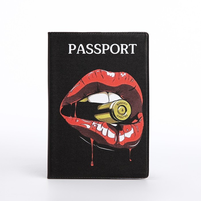 Обложка для паспорта, цвет чёрный, «Губы» (4 шт)