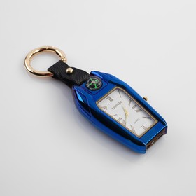 Зажигалка электронная с часами, компасом и фонарём, USB, спираль, 7.5 х 2.5 х 2 см, синяя в Донецке