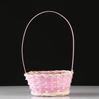 Корзина плетеная, бамбук, D20X15 H10 HH33 см, розовый Корзина плетеная, бамбук, D20X15 H10 HH33 см, розовый
