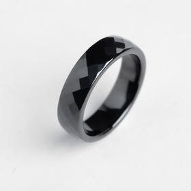 Кольцо керамика "Минимал" огранка ромб, 8 мм, цвет чёрный, 18 размер