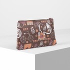 Cosmetic bag simple Cats, 19*1,5*10 the division zipper, brown Cosmetic bag simple Cats, 19*1,5*10 the division zipper, brown