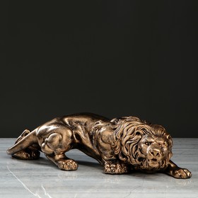 Статуэтка "Лев крадущийся", бронзовый цвет, 14,5 см