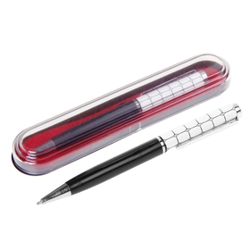 Ballpoint pen gift in a plastic case swivel "Mosaic" of black and white with silver accents