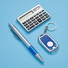Набор подарочный 3в1 (ручка, калькулятор, фонарик синий) в Донецке
