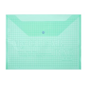 Папка-конверт на кнопке Calligrata "Клетка" А4, 80 мкм, тонированная, зелёная