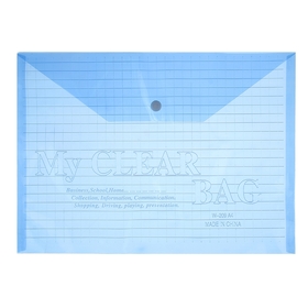 Папка-конверт на кнопке Calligrata "Клетка" А4, 140 мкм, тонированная, синяя