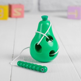 Развивающая игра шнуровка «Груша с червячком» 4,5×4,5×7,5 см в Донецке