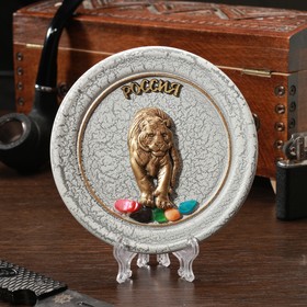 The souvenir plate "Tiger", ceramics, gypsum, minerals, d=11 cm